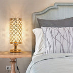 Modern Crystal Table Lamp Warm Gold Metal 12 In