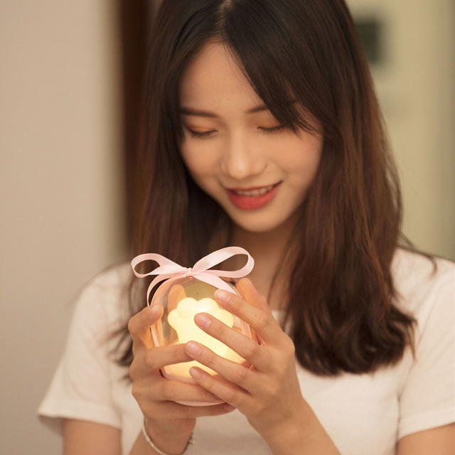 Cat Paw Night Light Music Box USB Rechargeable Warm Glow Lamp