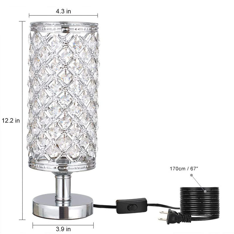 Modern Crystal Table Lamp  Bedside Decor Warm Gold Metal 12In