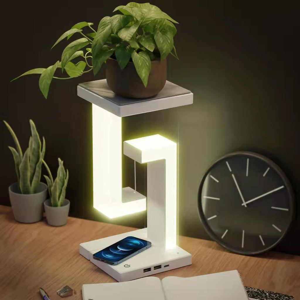 Wireless Charging Suspension Table Lamp Floating Balance Lamp WoodBk
