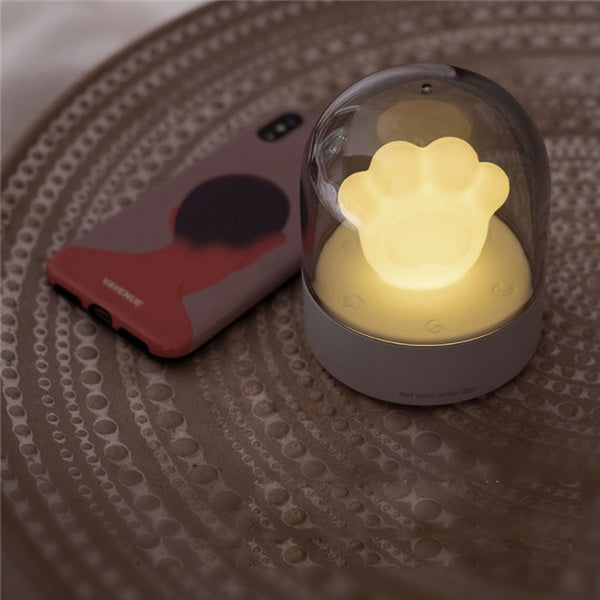 Cat Paw Night Light Music Box USB Rechargeable Warm Glow Lamp