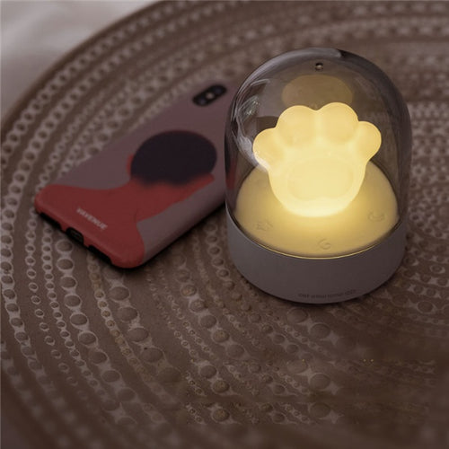 Cat Paw Night Light Music Box USB Rechargeable Warm Glow Lamp
