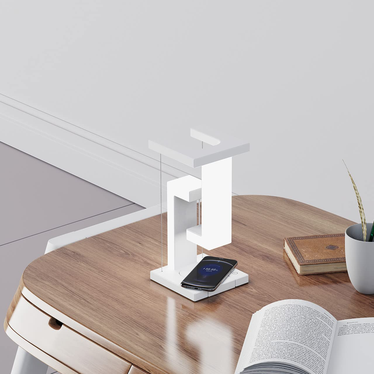 Wireless Charging Suspension Table Lamp Floating Balance Lamp WoodBk