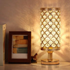 Modern Crystal Table Lamp Warm Gold Metal 12 In