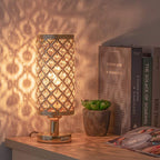 Modern Crystal Table Lamp Warm Gold Metal 12 In