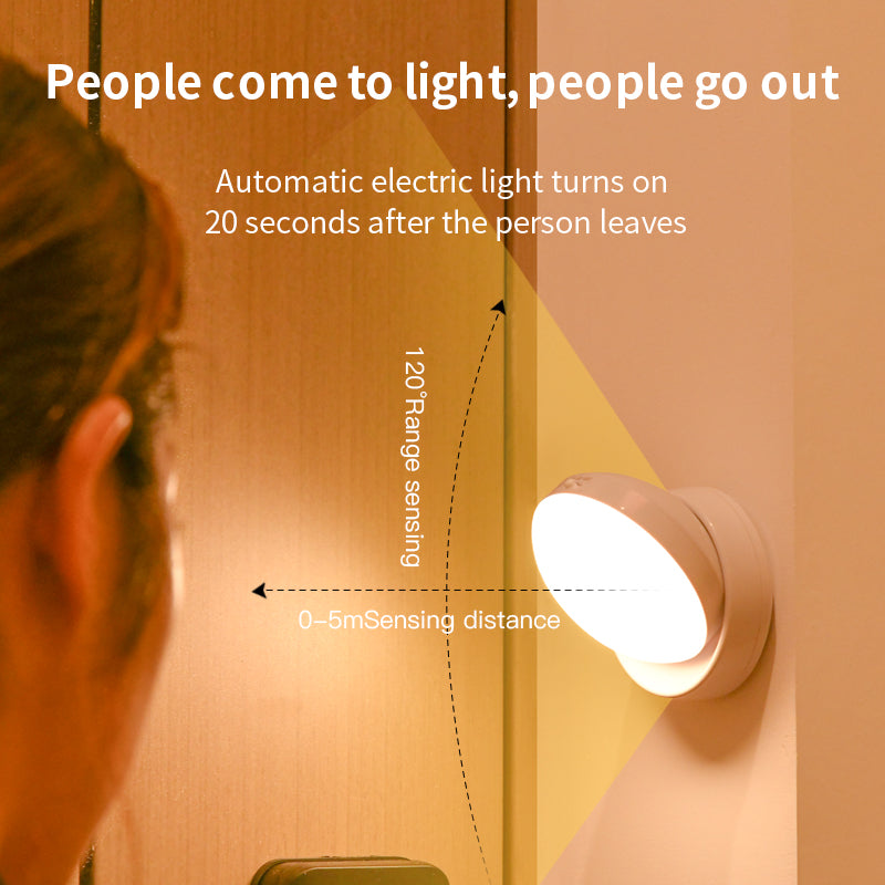 Rotating Motion Sensor Night Light LED Wardrobe Lamp White