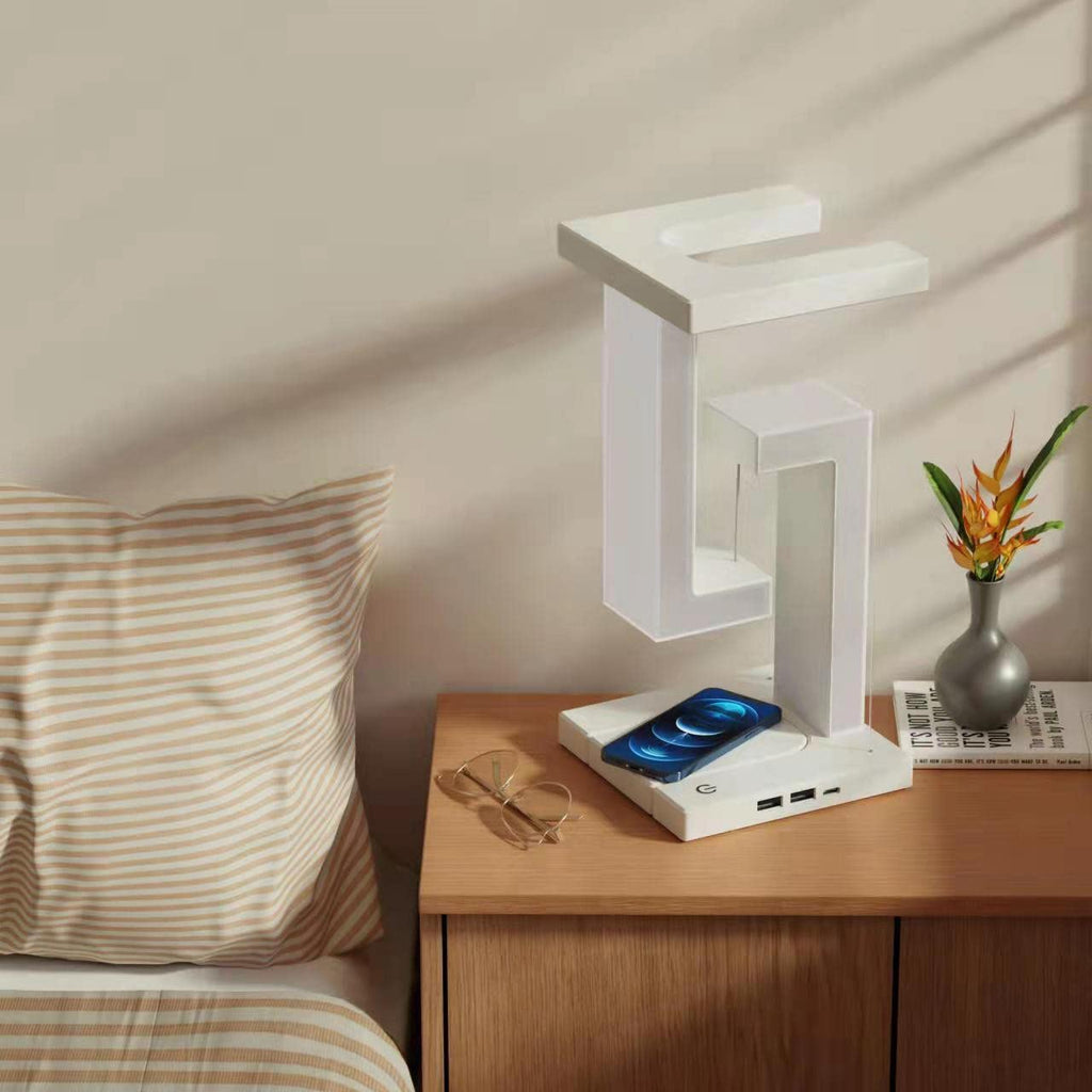 Wireless Charging Suspension Table Lamp Floating Balance Lamp WoodBk