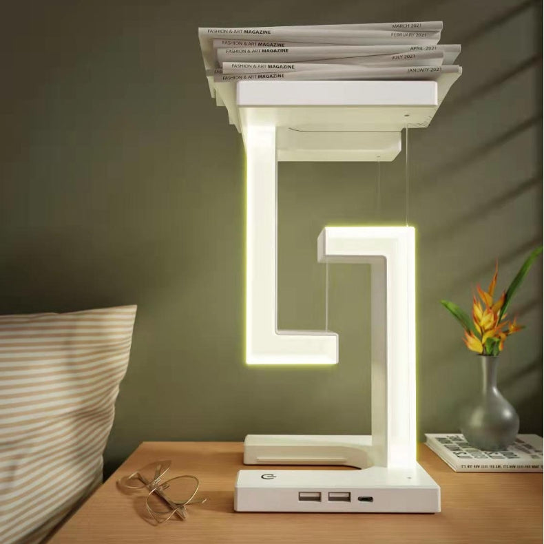 Wireless Charging Suspension Table Lamp Floating Balance Lamp WoodBk