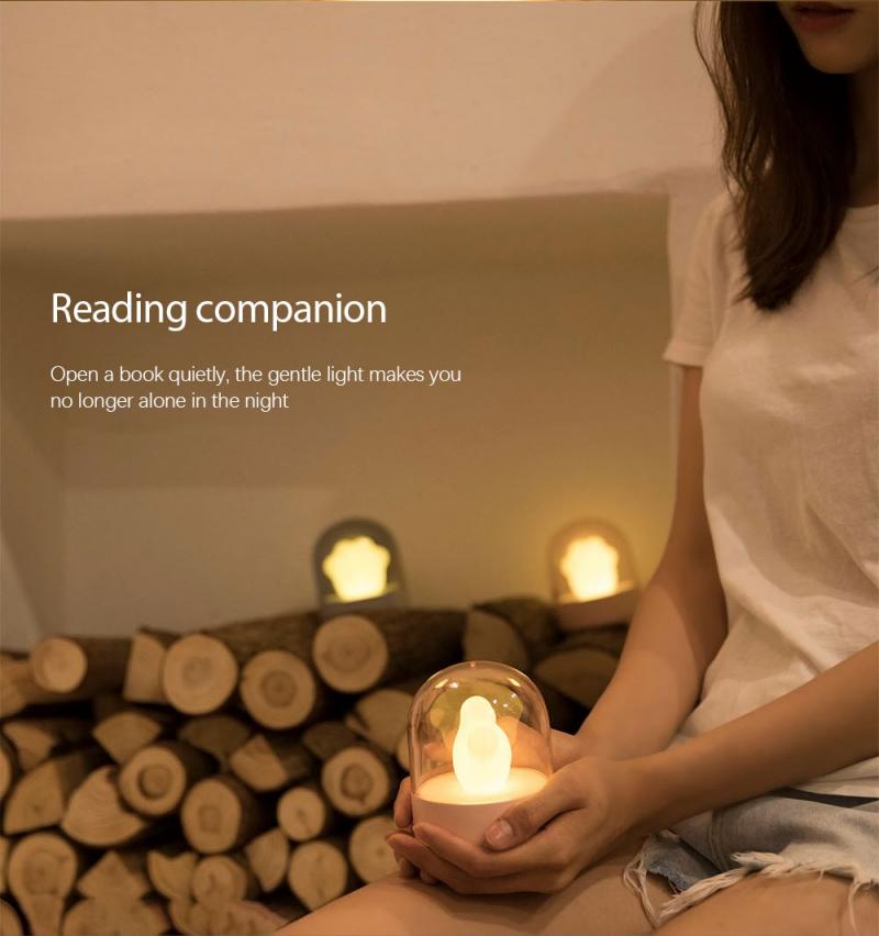 Cat Paw Night Light Music Box USB Rechargeable Warm Glow Lamp