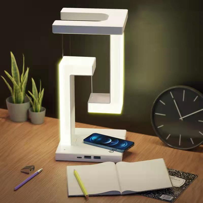 Wireless Charging Suspension Table Lamp Floating Balance Lamp WoodBk