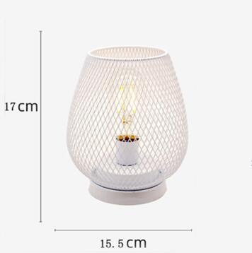 Retro Iron Art Table Lamp Battery Night Light Hollow Birdcage