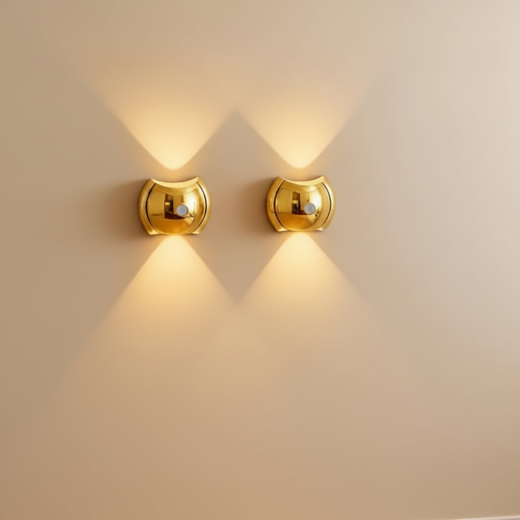 magnetic motion sensor wall light gold 2pcs